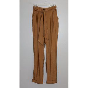 NWT Lulu’s Brown Belted High-Waisted Pleated Pants XS X-Small Brown Dressy Fall